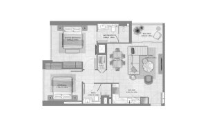 Apartment floor plan, 2 bedrooms in VYB No. 11008