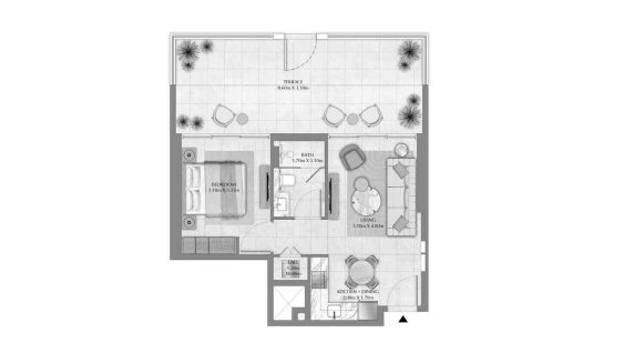 Apartment floor plan, 1 bedroom in VYB No. 11010 (2D)